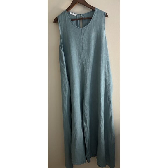 Maen 100% Linen Apron Romper Overall Pants Hankerchief Lagenlook Large pockets - Picture 1 of 15